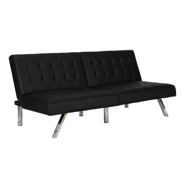 Acquaviva Twin 71'' Faux Leather Tufted Convertible Sofa
