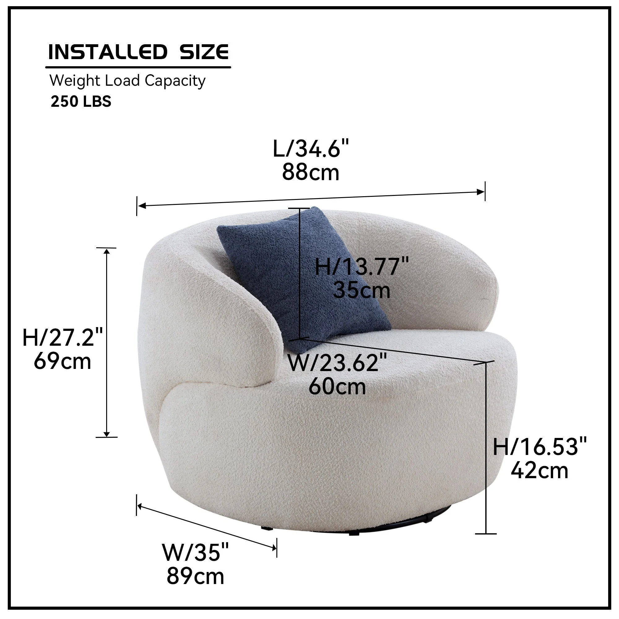 Upholstered Swivel Accent Chair with Metal Base