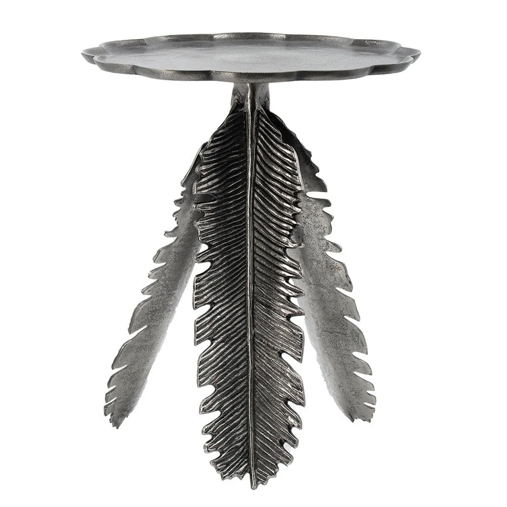 Aluminum Side Table with Leaf Design