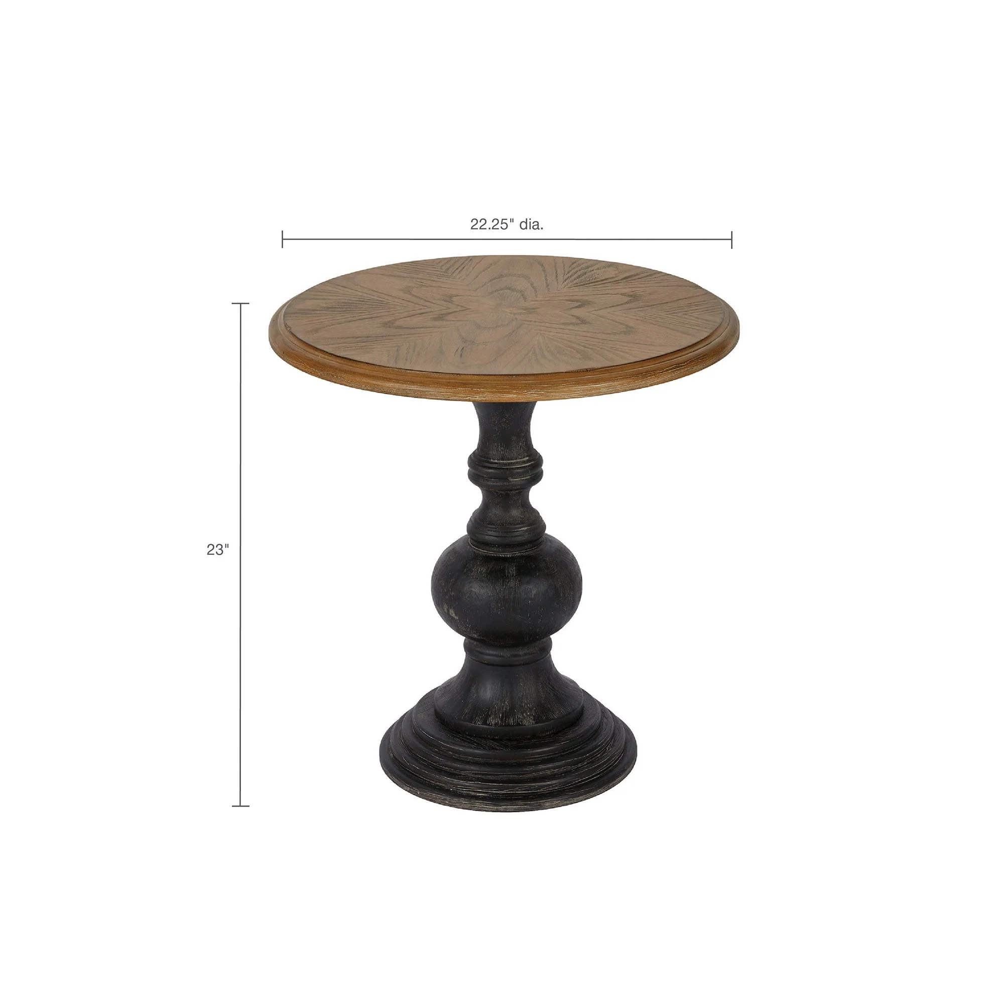 Round Accent Table with Pedestal Wood Base