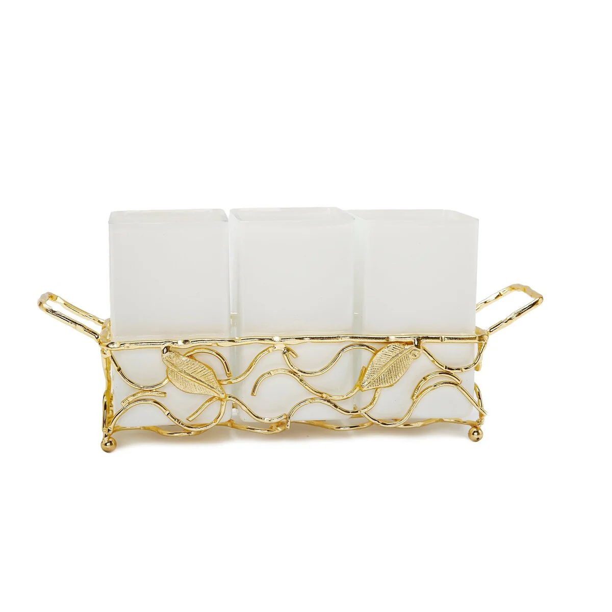 Leaf Cutlery Holder with White Inserts