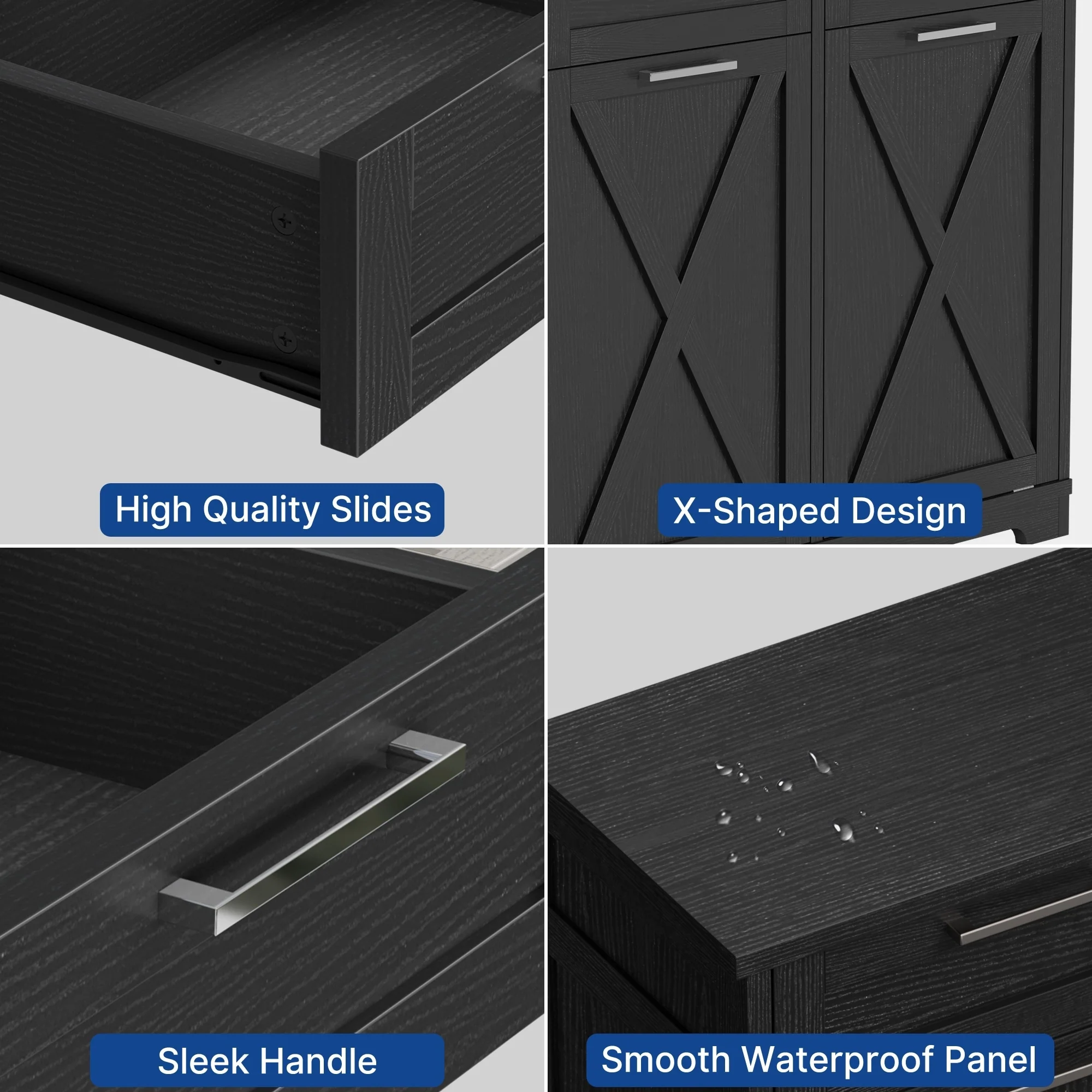 Moasis Kitchen Wooden Double Tilt Out Trash Can Cabinet with 2-Drawer