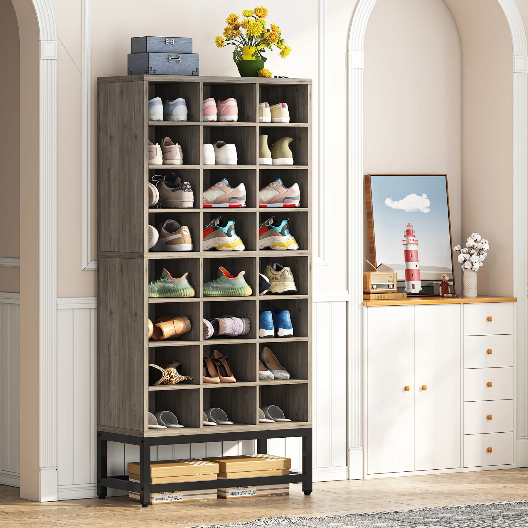 8-tier Shoe Storage Cabinet Organizer Rack with 24 Cubbies