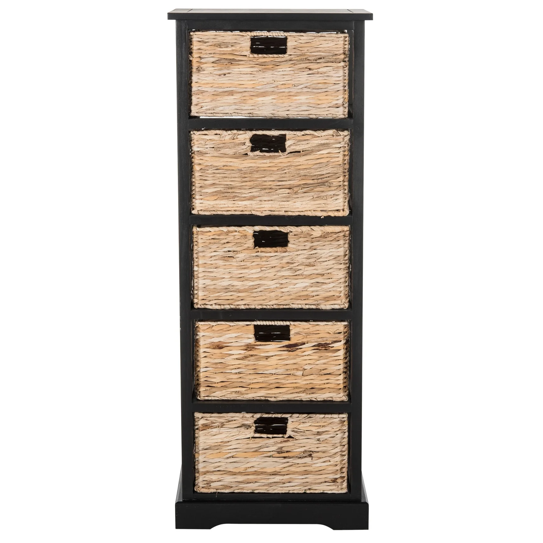 SAFAVIEH Faith Distressed Black 5-Drawer Wicker Basket Storage Tower - 17.3