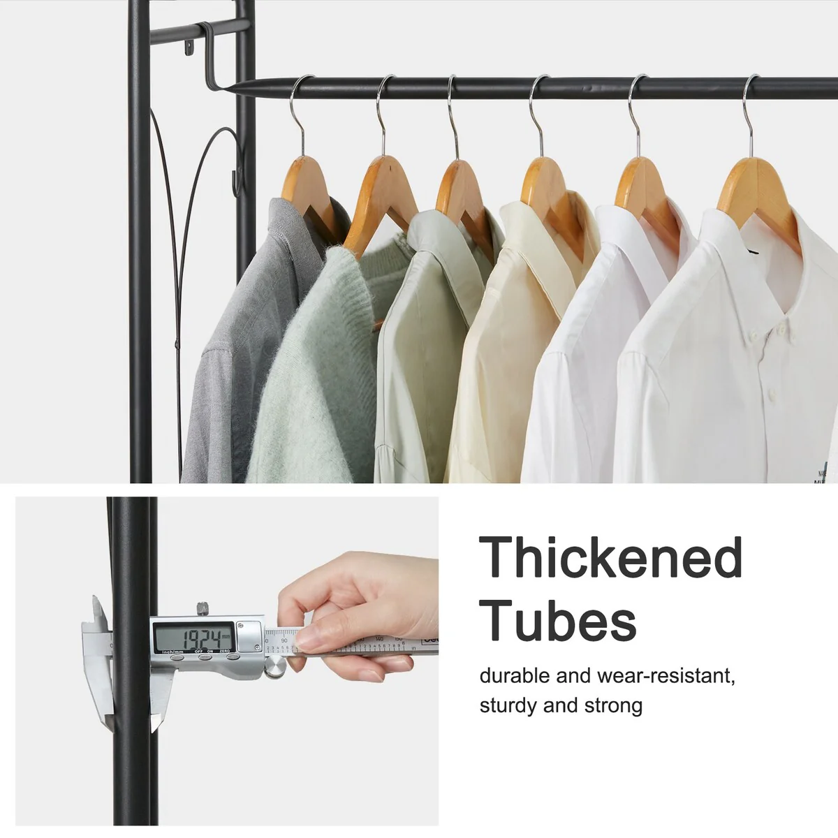 Multifunctional Clothes Rack Stand Metal Shelf Shoes with Shelves Hanging