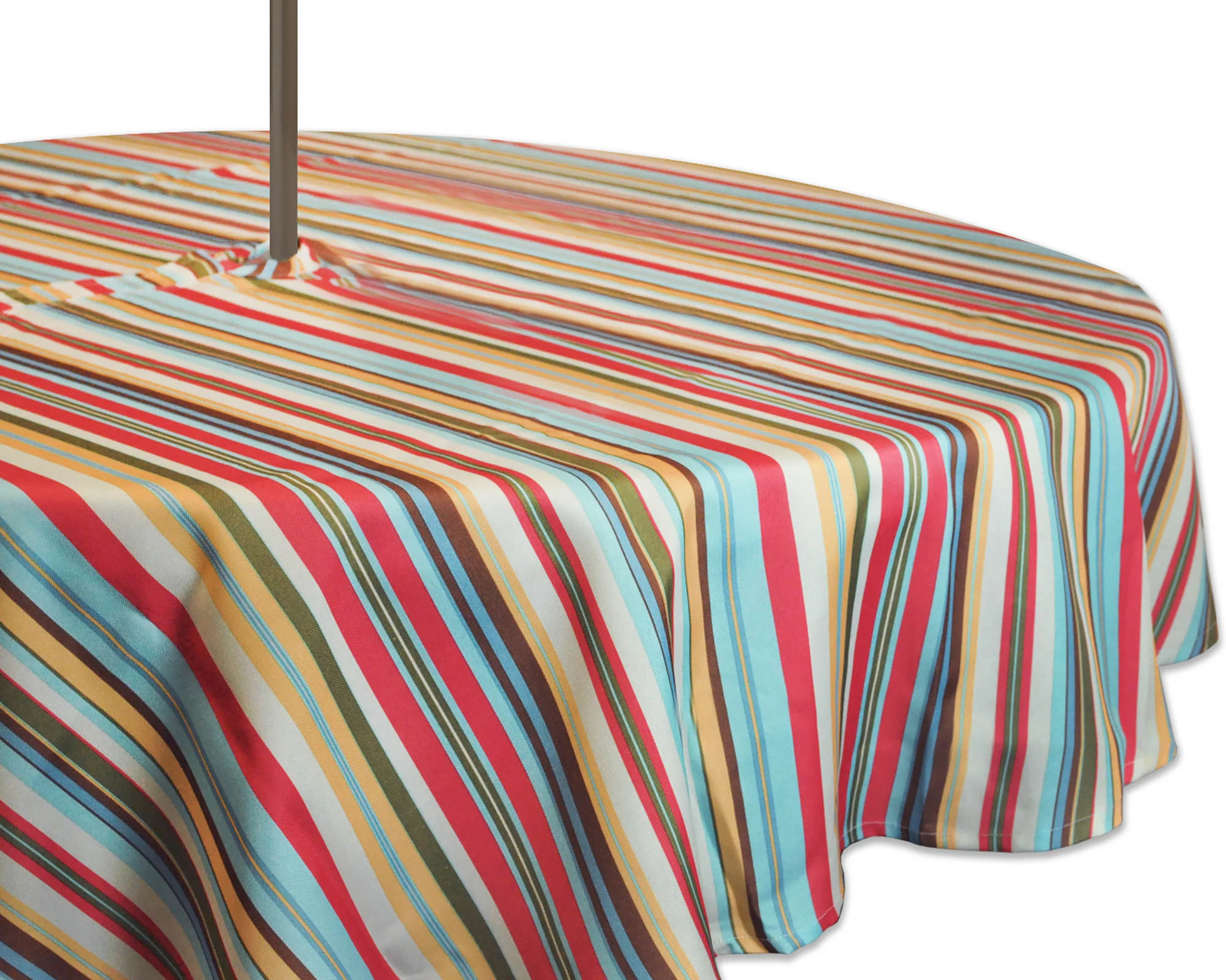 Summer Stripe Outdoor Round Tablecloth With Zipper