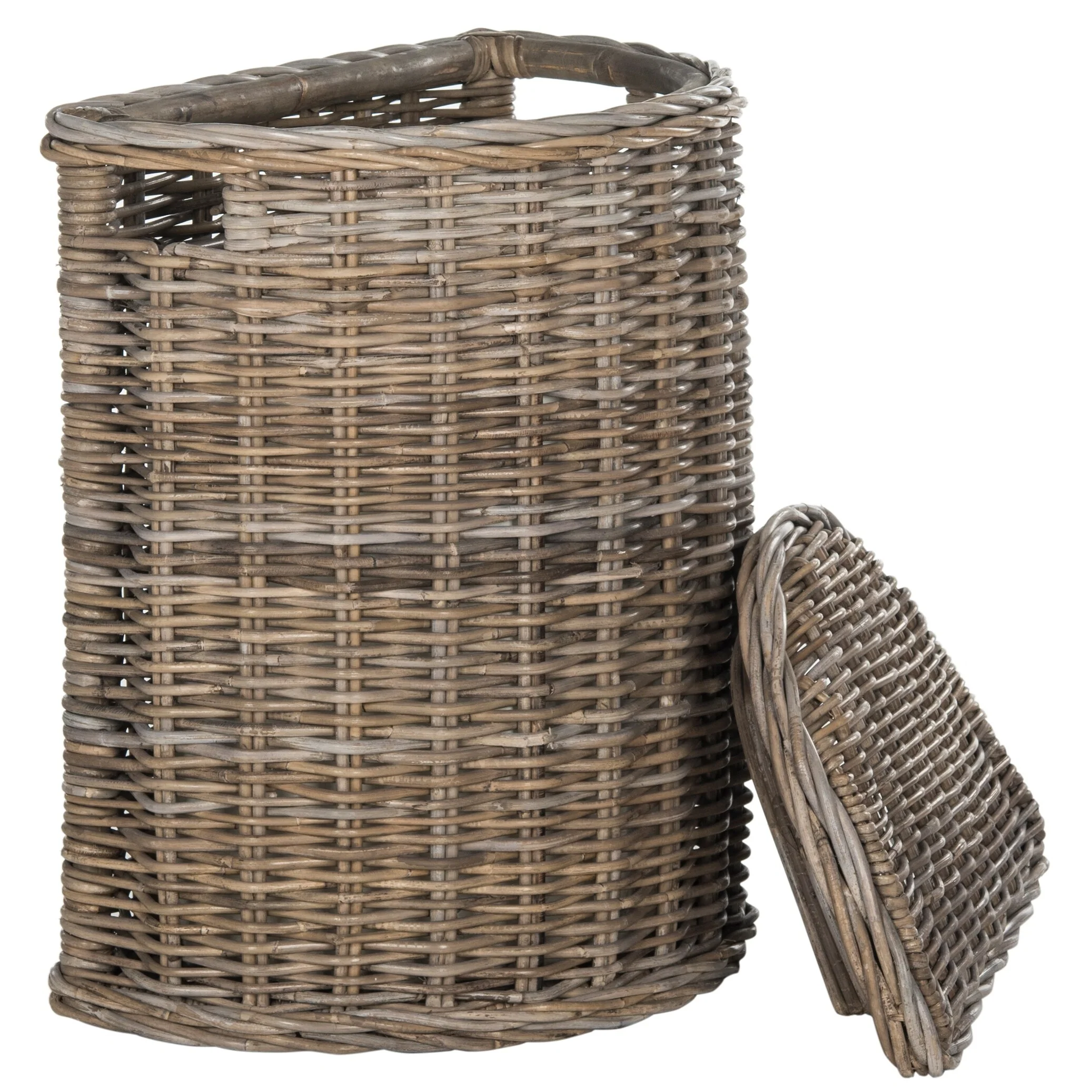 SAFAVIEH Hedije Natural Rattan Grey Storage Hamper with Liners - 18.4