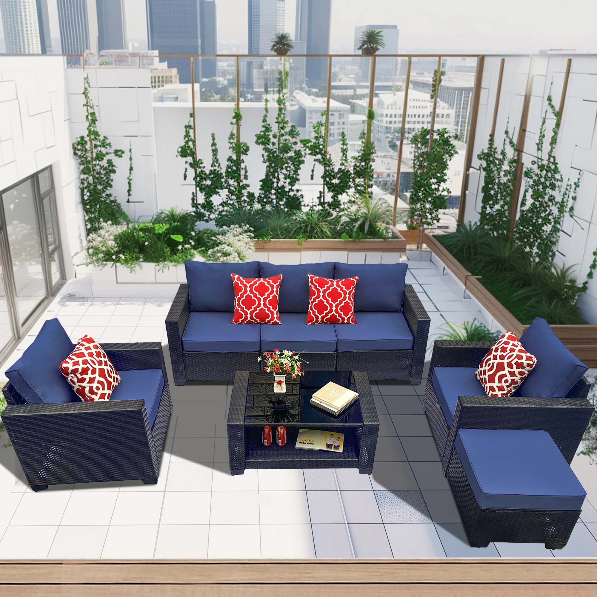 Outdoor 7-Piece Rattan Seating Sets