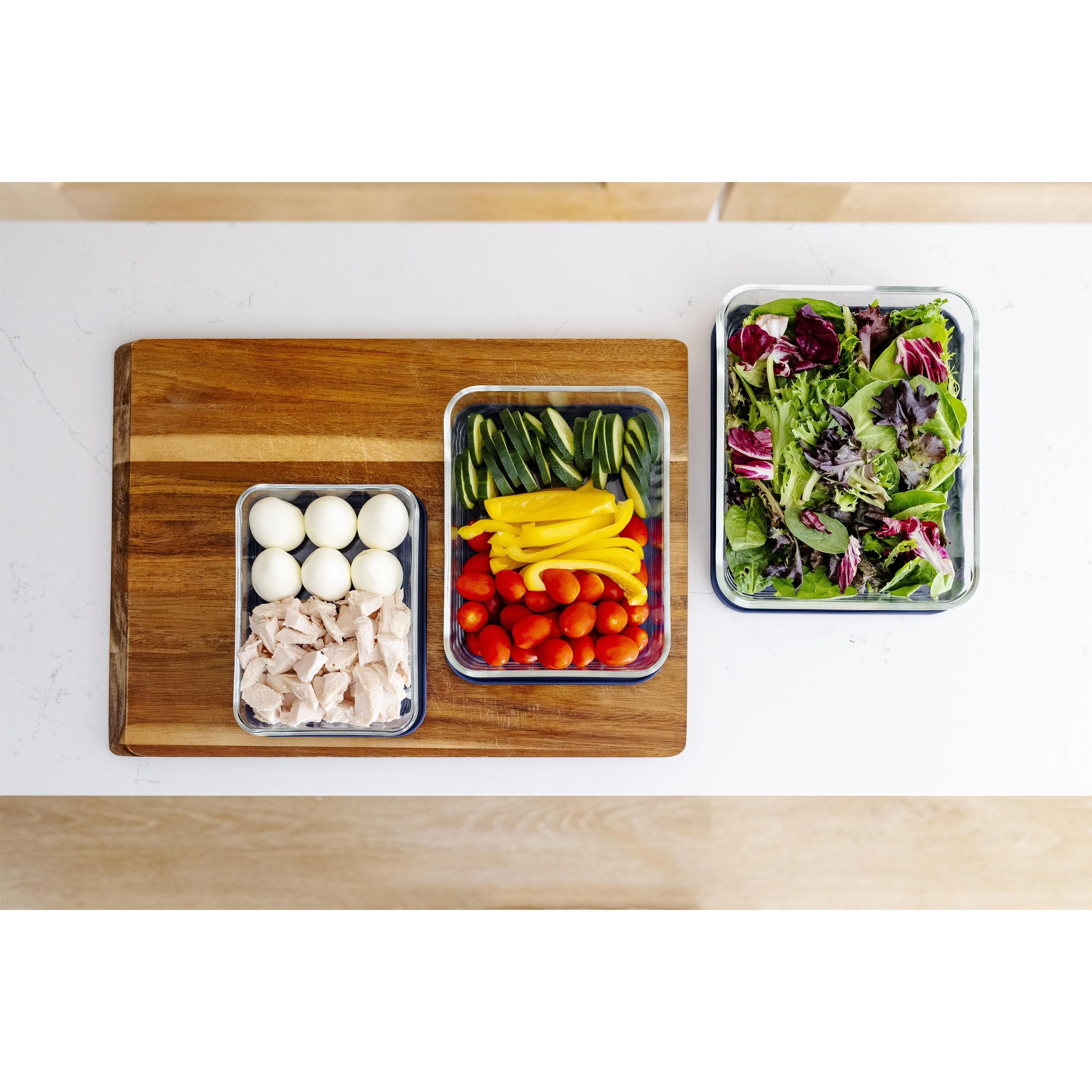 Glass Food Storage Set with Airtight Lids - Nesting, Space-Saving, BPA-Free, Microwave, Oven & Dishwasher Safe