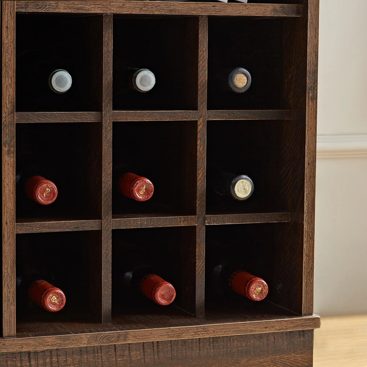 Barn Door Buffet Bar Cabinet with Wine Rack Sideboard Cabinet
