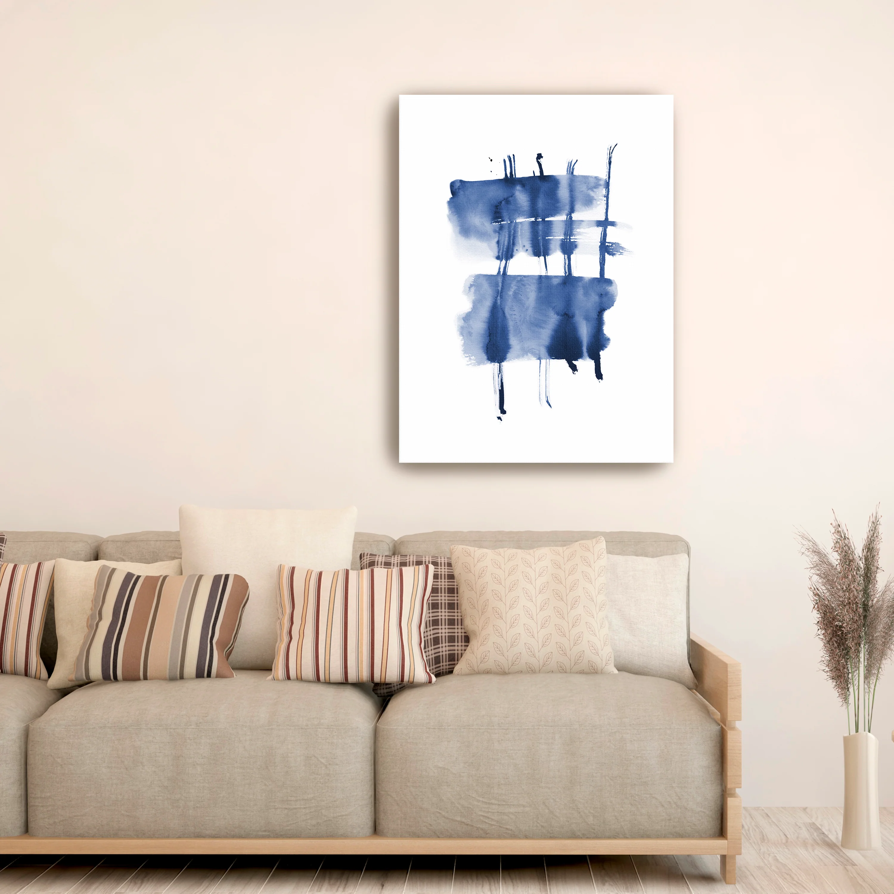 Navy Blue - Ink Flow I Canvas Giclee