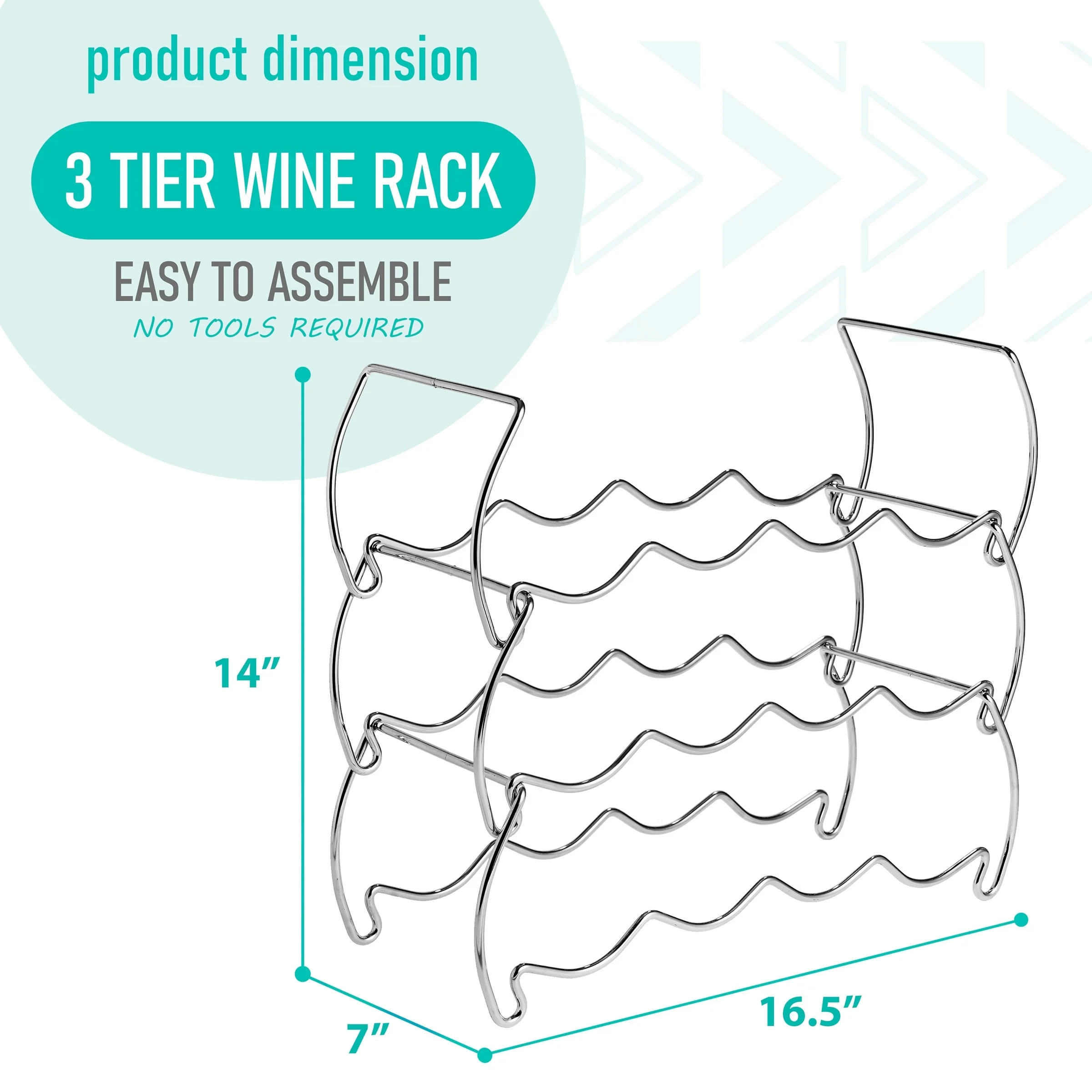 Metal Detachable Wine Rack - 3 Tier, Copper - 14