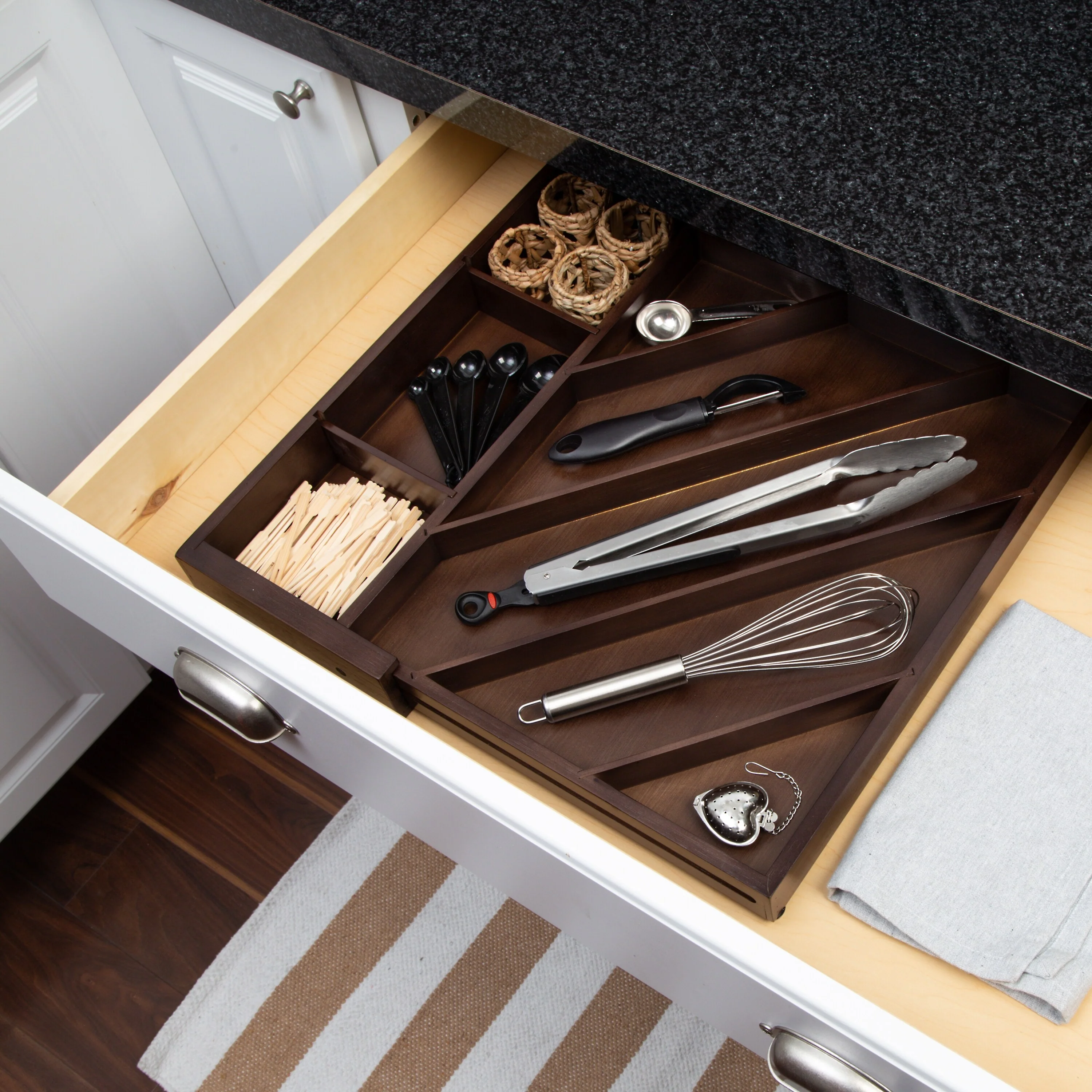 Honey-Can-Do Walnut 8-Compartment Expandable Drawer Organizer