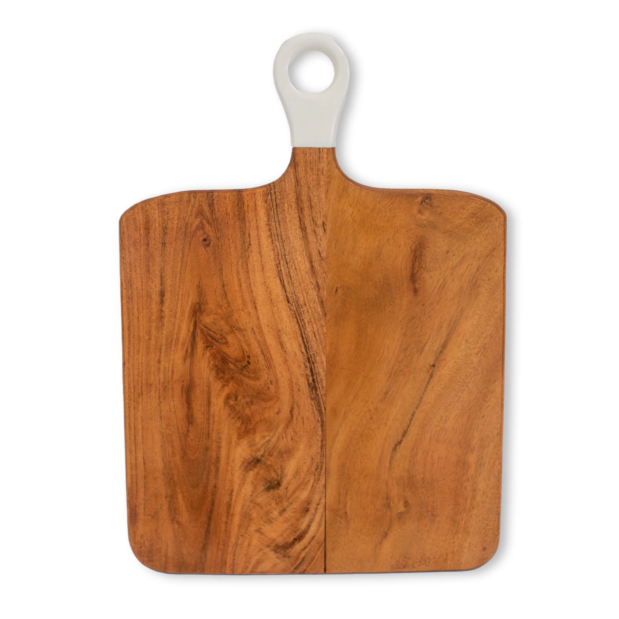 Wood + White Collection Acacia Wood Square Charcuterie Board, Medium
