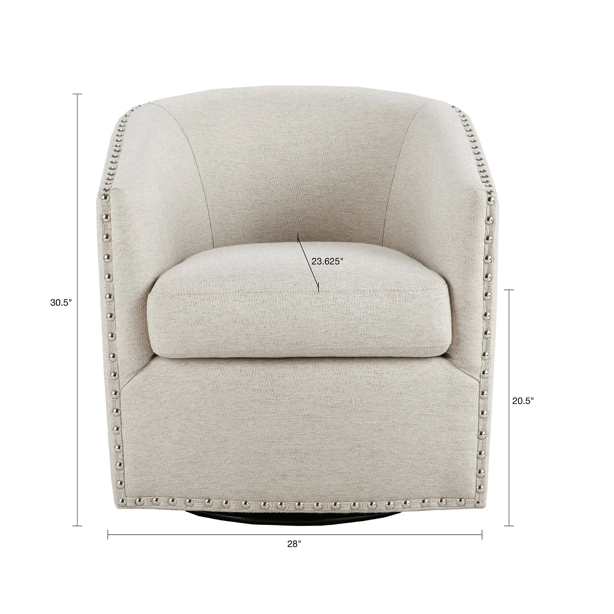 Fantasyy Upholstered Swivel Chair with Nailhead Trim and Curved Design