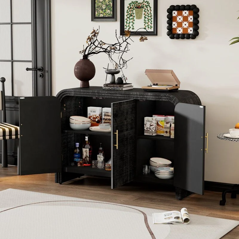 47.2''W Sideboard with Gold Handles and Adjustable Dividers - N/A