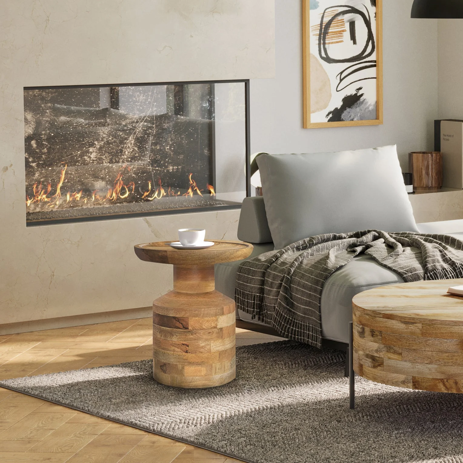 Focus Wooden Accent Table with Round Top