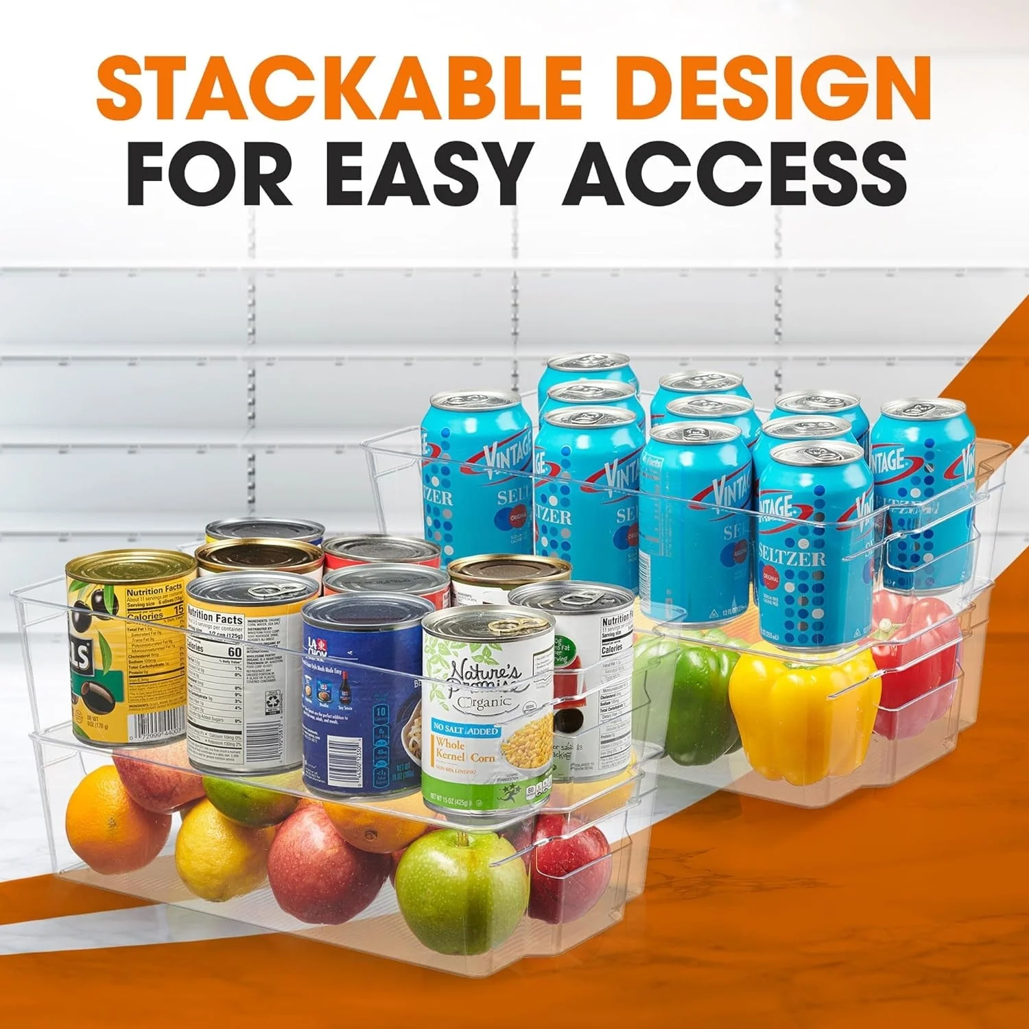 Cheer Collection Clear Refrigerator Organizer Bins