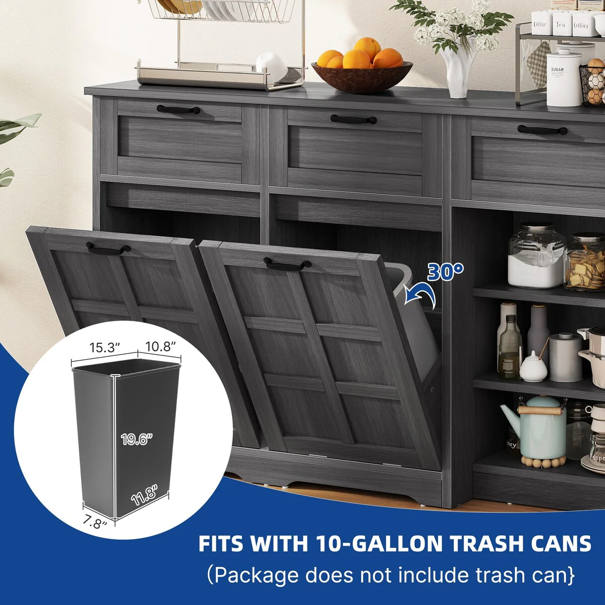 Kitchen Island With Double Tilt Out Trash Can Cabinet