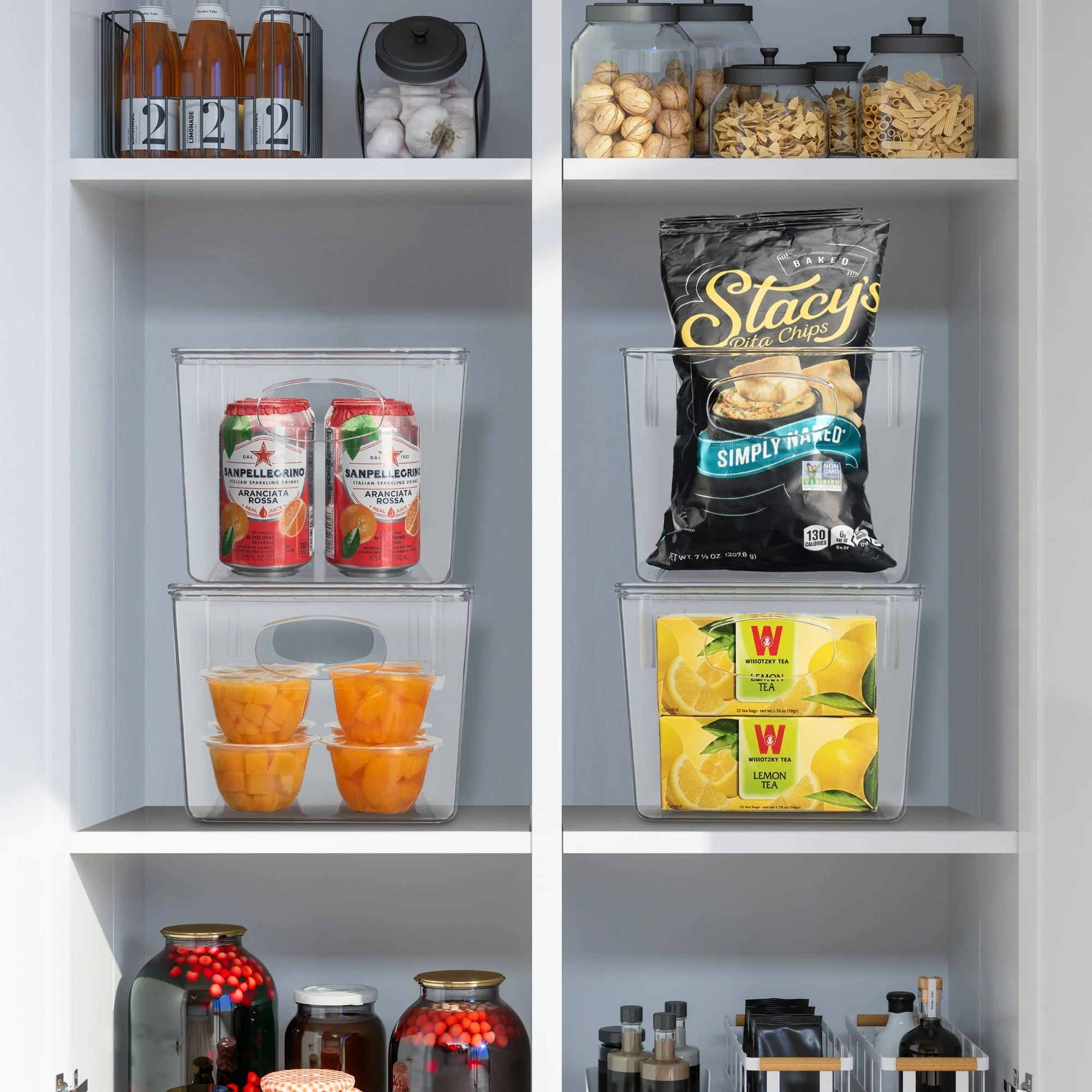 Stackable Fridge/Freezer Bins Organizer w Lid Food Storage Containers
