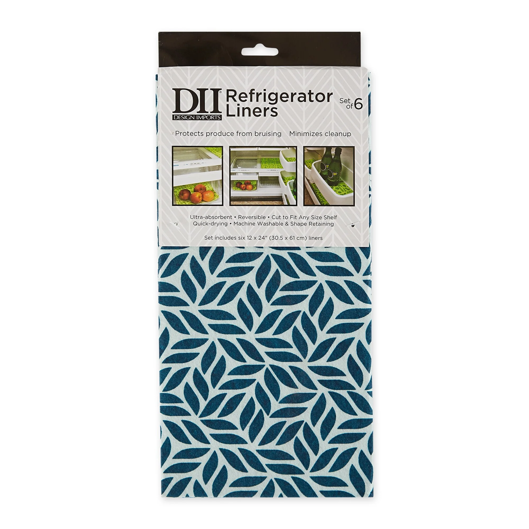 DII Nautical Blue Market Print Fridge Liner (Set of 6)