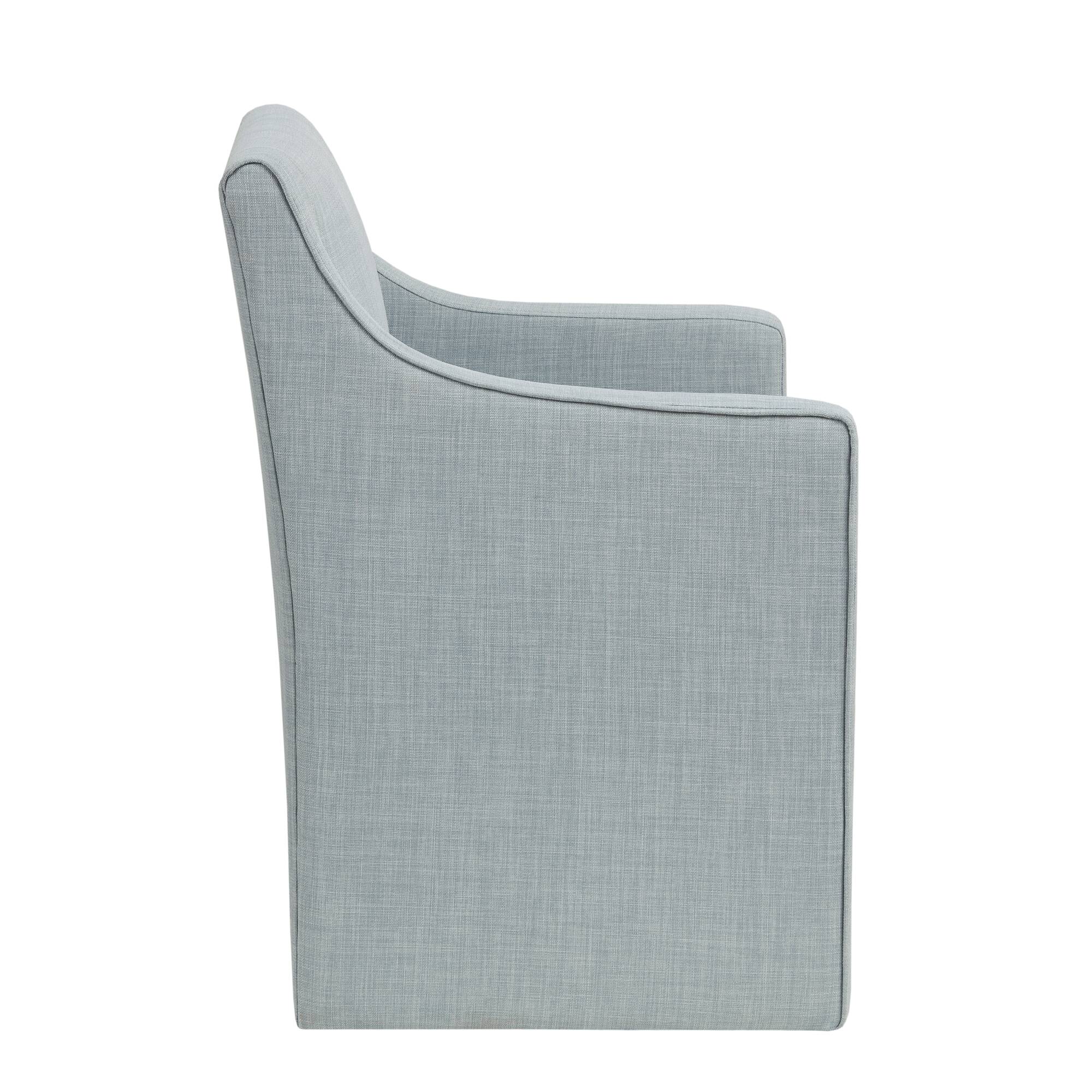 Upholstered Accent Chair with Hidden Casters and Sloped Arms