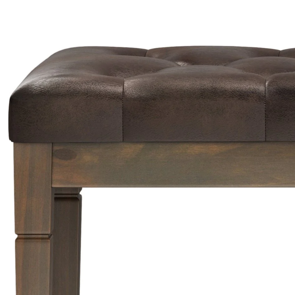 Hushed Upholstered Tufted Ottoman Bench with Carved Legs