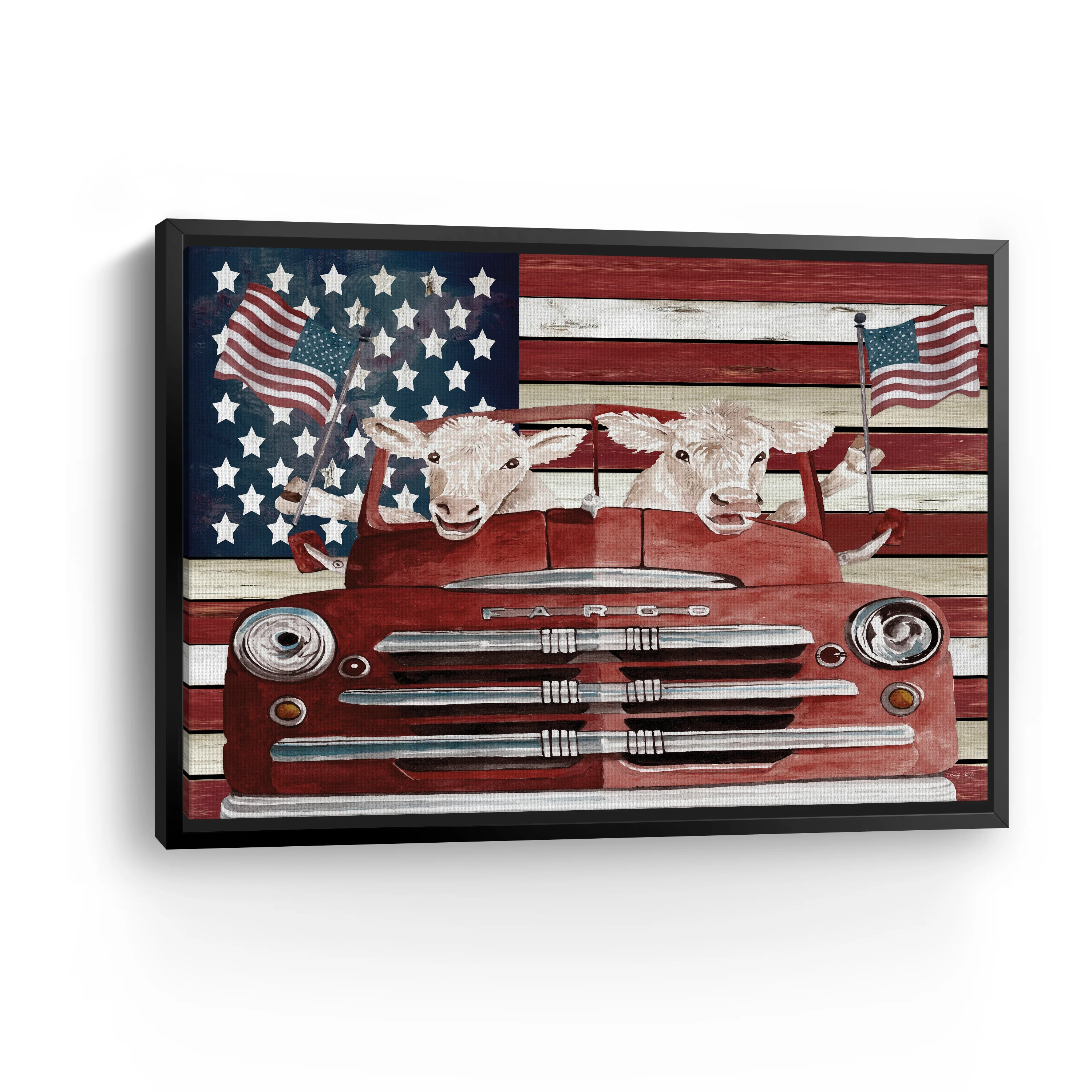 Patriotic Cows Canvas Giclee