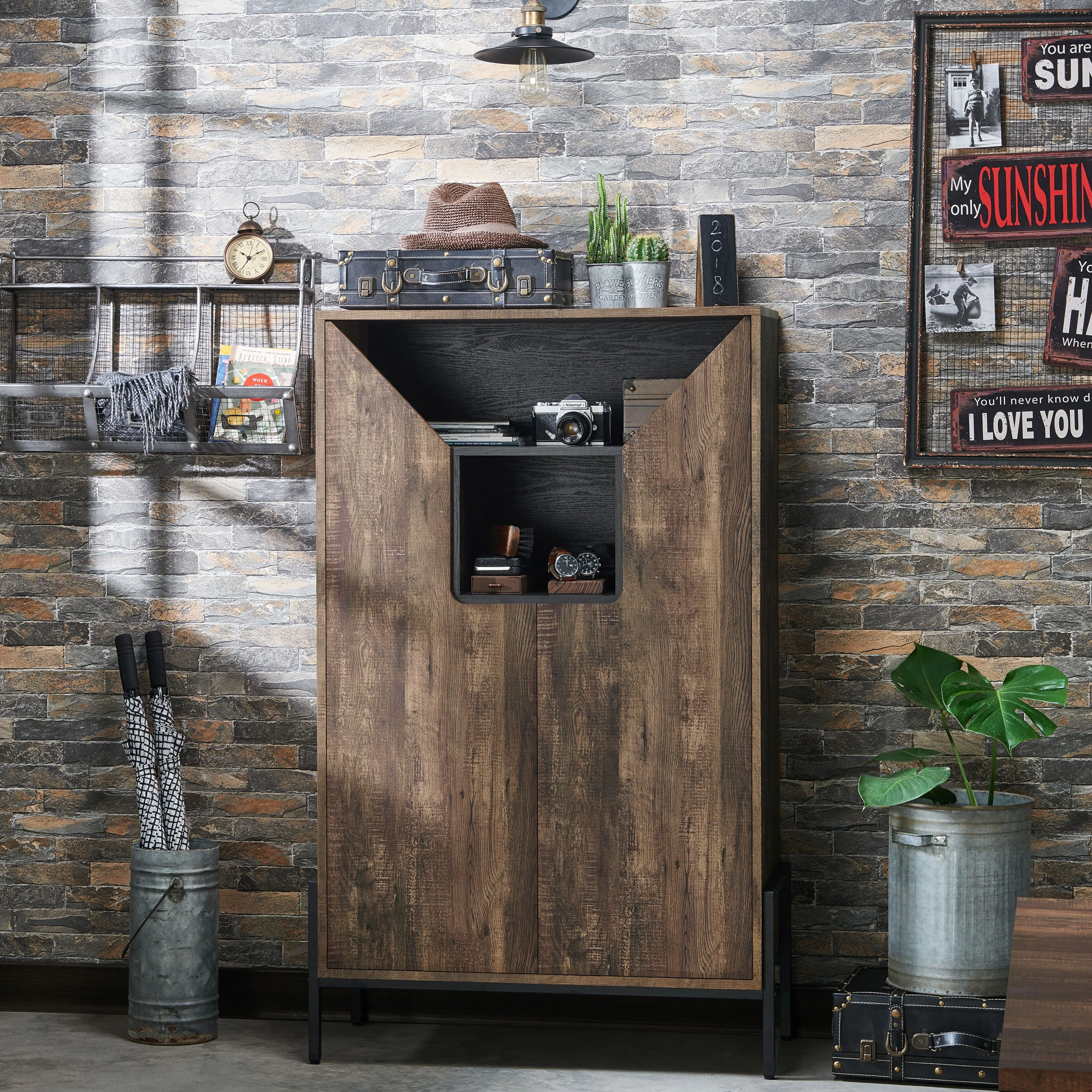 Cassini Rustic 8-shelf Shoe Cabinet by Carbon Loft