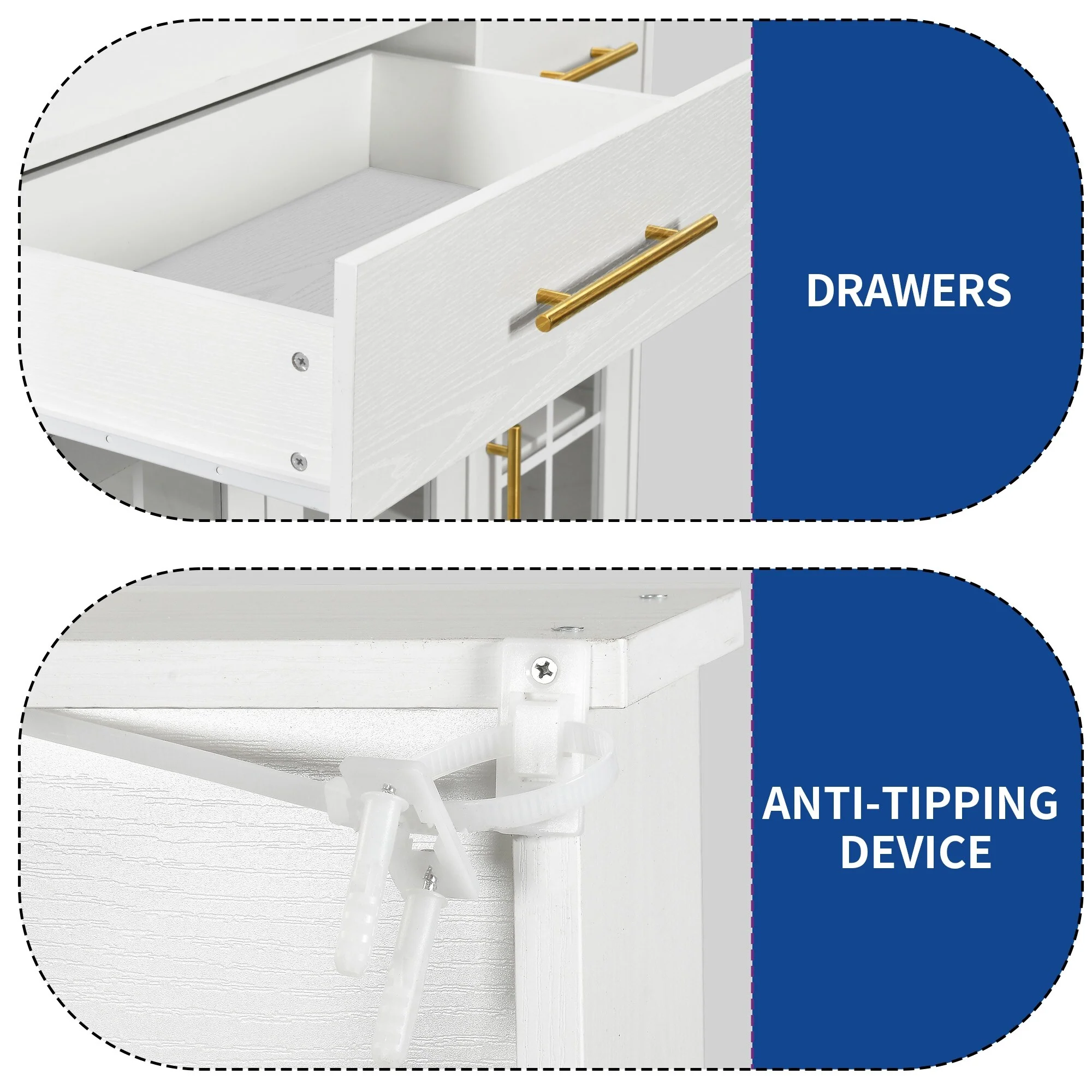 Moasis 71'' Kitchen Pantry Storage Cabinet Microwave Stand Hutch Cabinet with Power Outlet