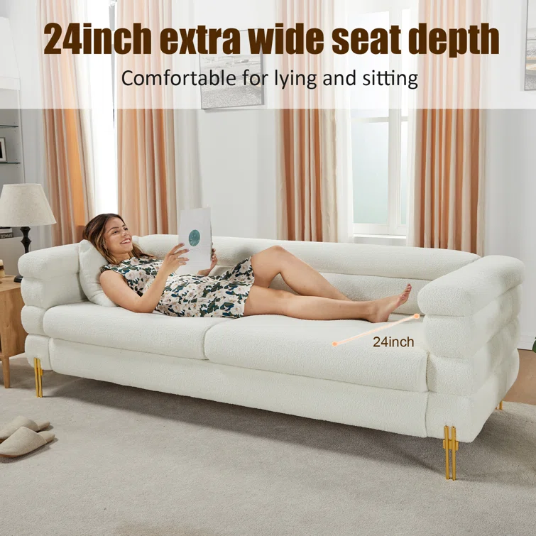 Eatonton Bouclé Sofa Couch 3 Seater Sofa for Living Room Oversized Sofa