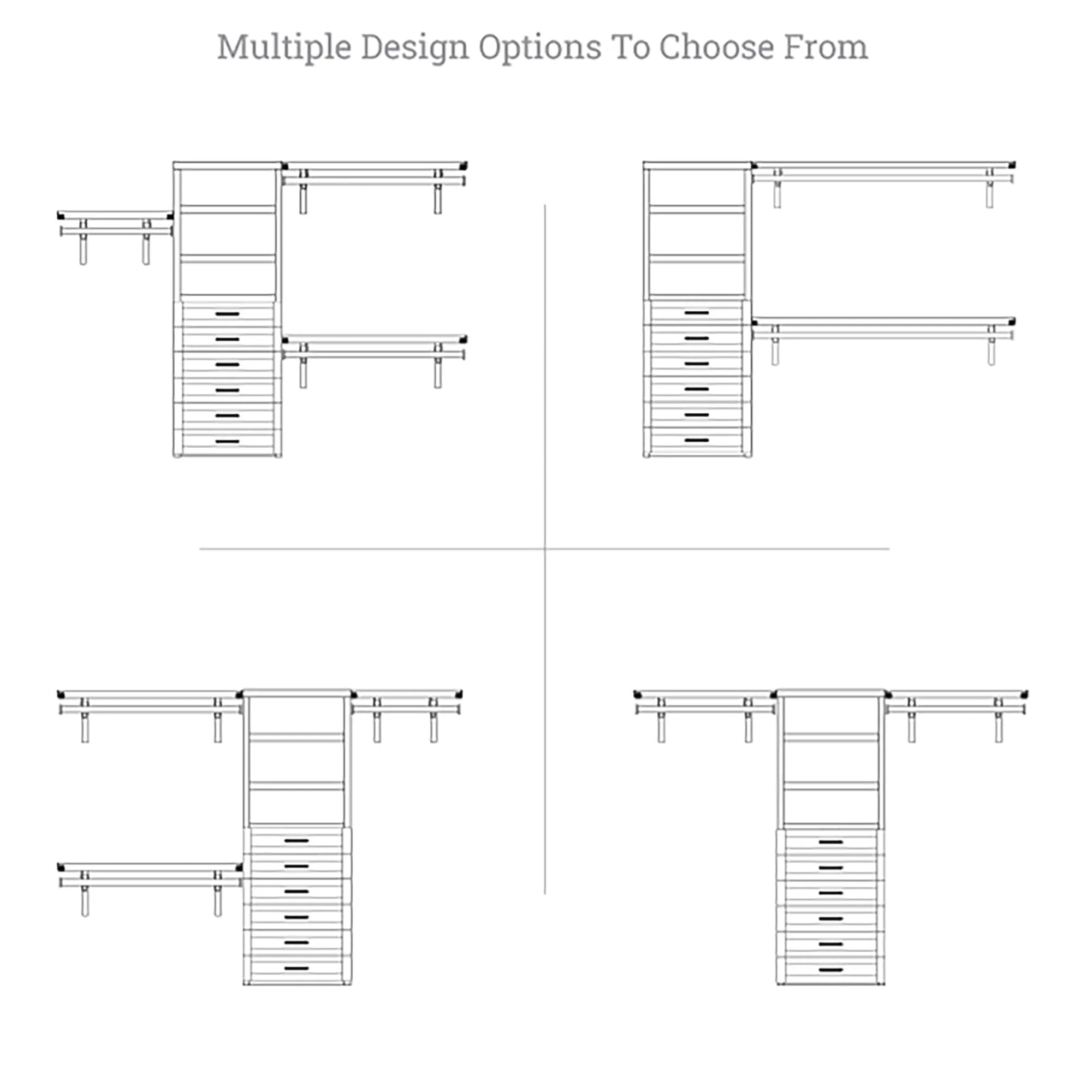 John Louis Home Solid Wood Walk-In Closet System with 6-Drawes White