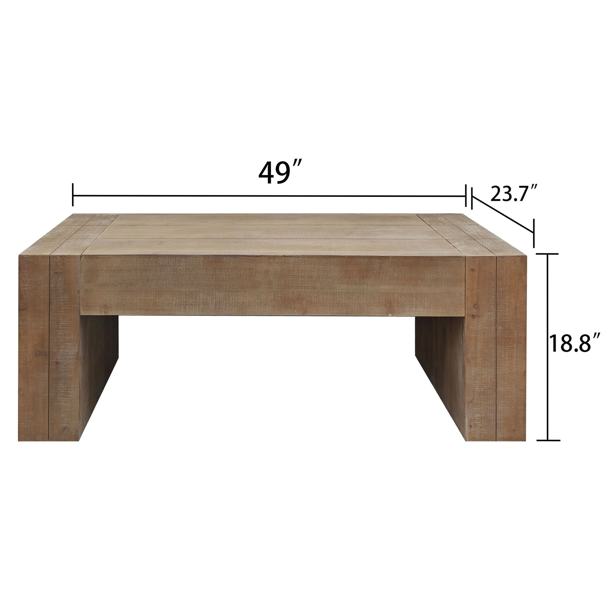 Carrying Rectangular Coffee Table with Wood Frame