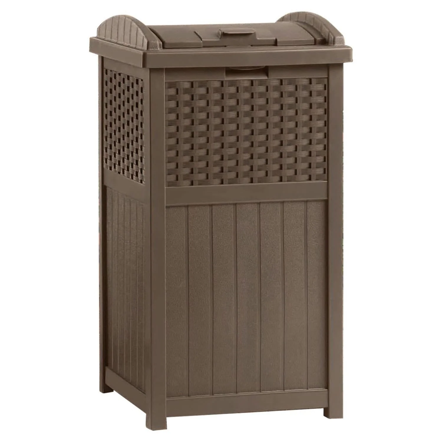 Suncast Trash Hideaway 33 Gallon Resin Wicker Outdoor Garbage Container (5 Pack)