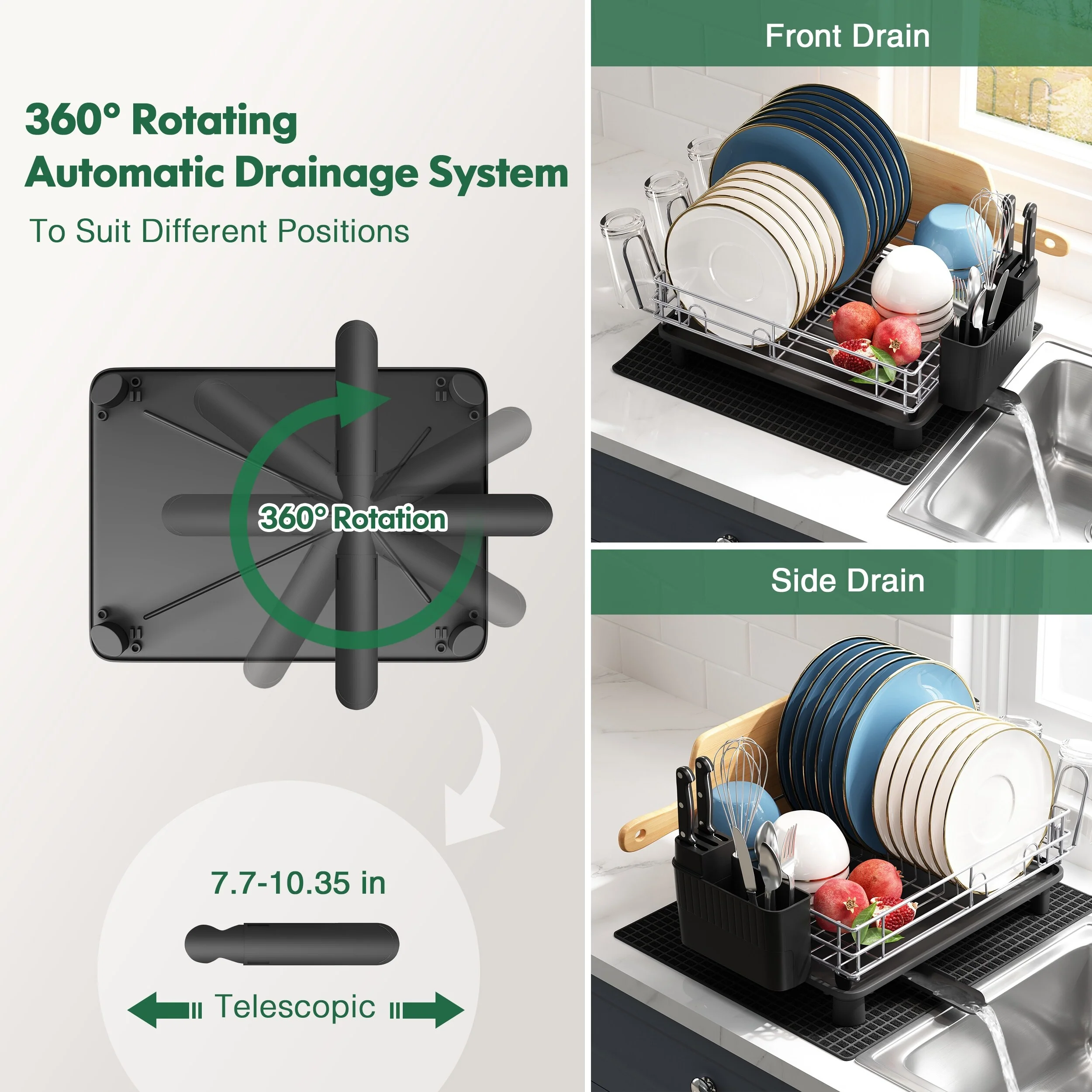 JASIWAY Multifunctional Kitchen Stainless Steel Dish Rack