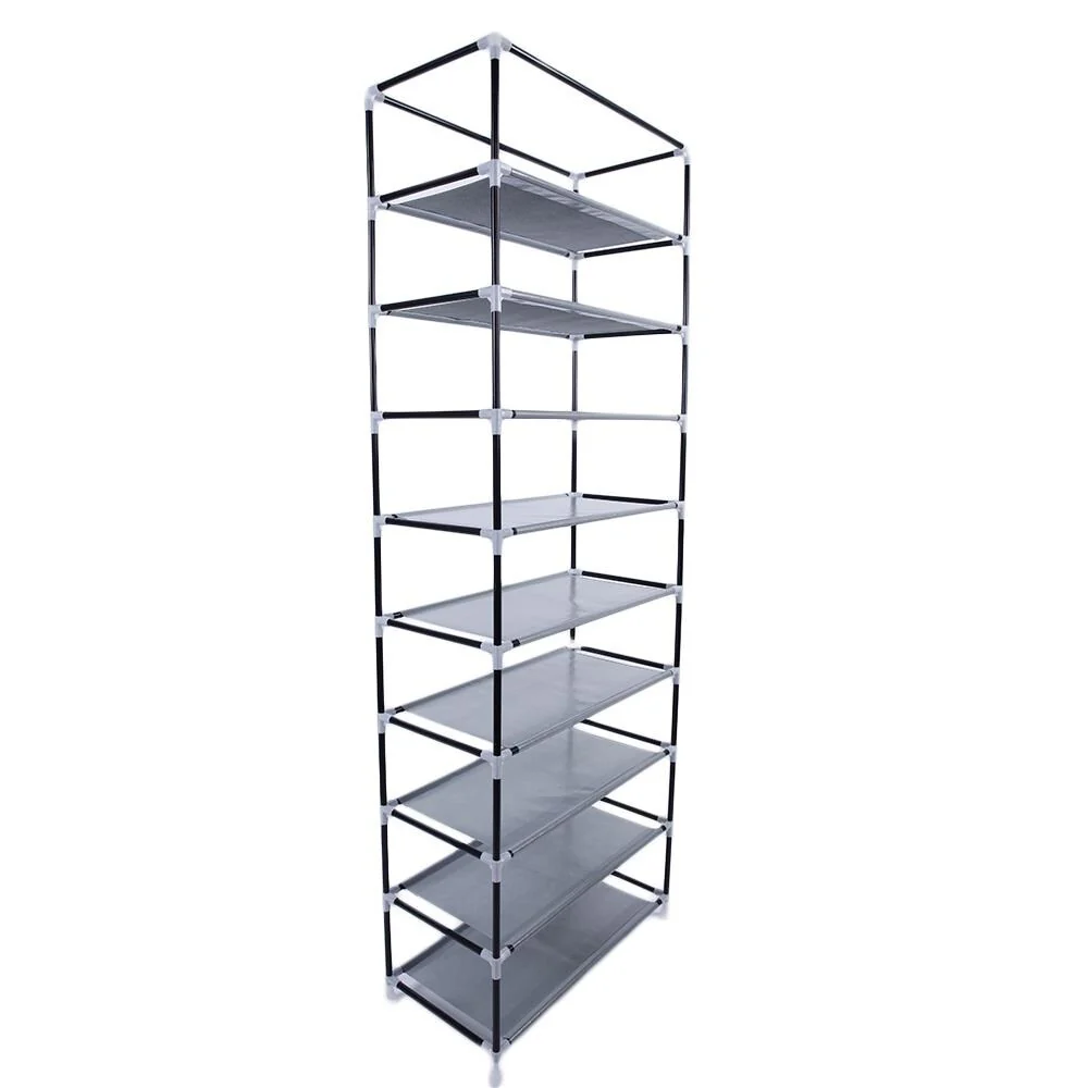 10-Tier Shoe Tower Rack with Cover 27-Pair Shoe Storage