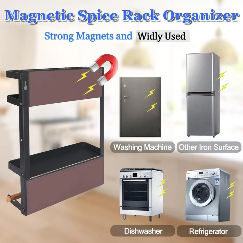 Magnetic Spice Rack for Refrigerator Magnetic Paper Towel Holder - 3.9