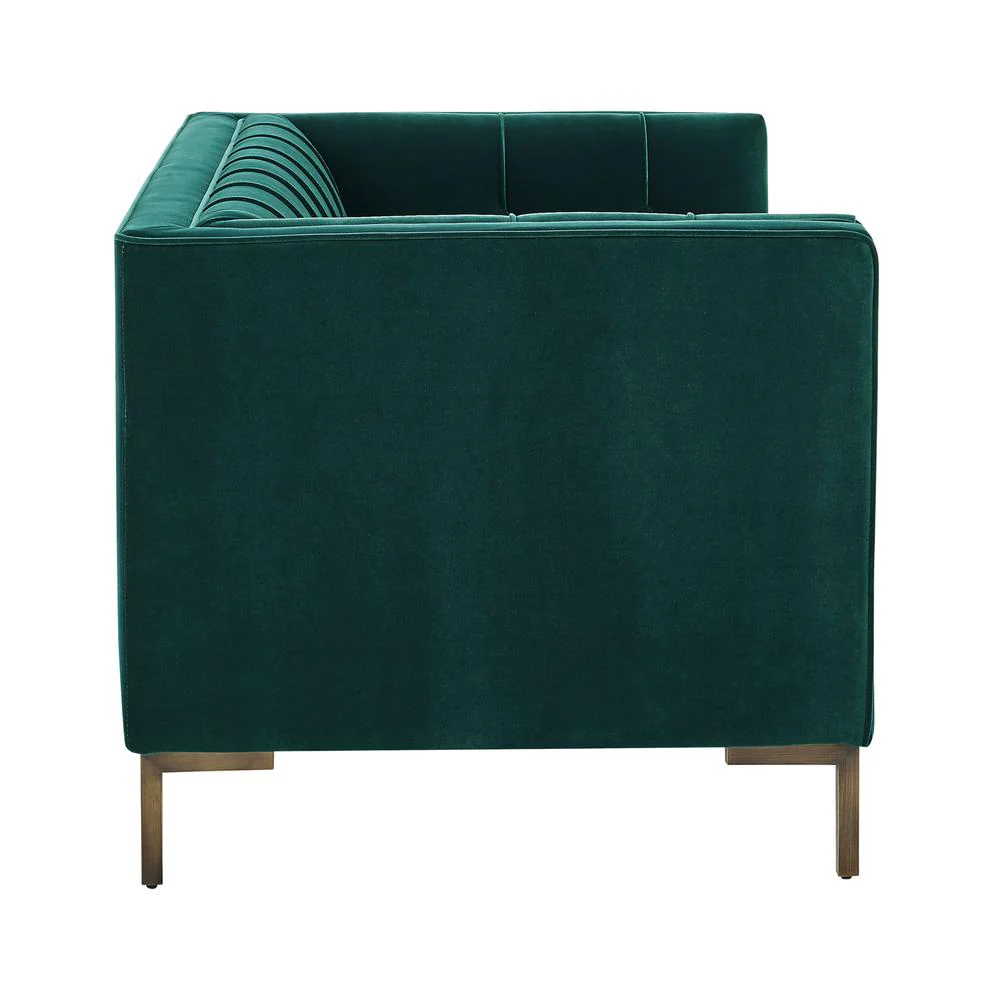 Isaac - Stitch Velvet Loveseat - Green