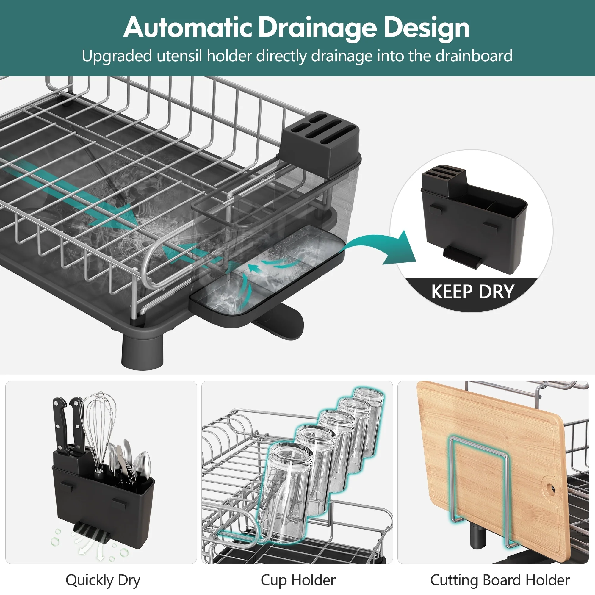 JASIWAY 2 Tier Kitchen Stainless Steel Dish Rack