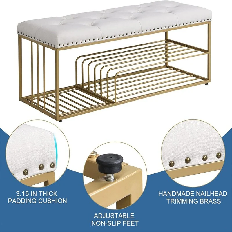 Linen Bench with Storage - 17
