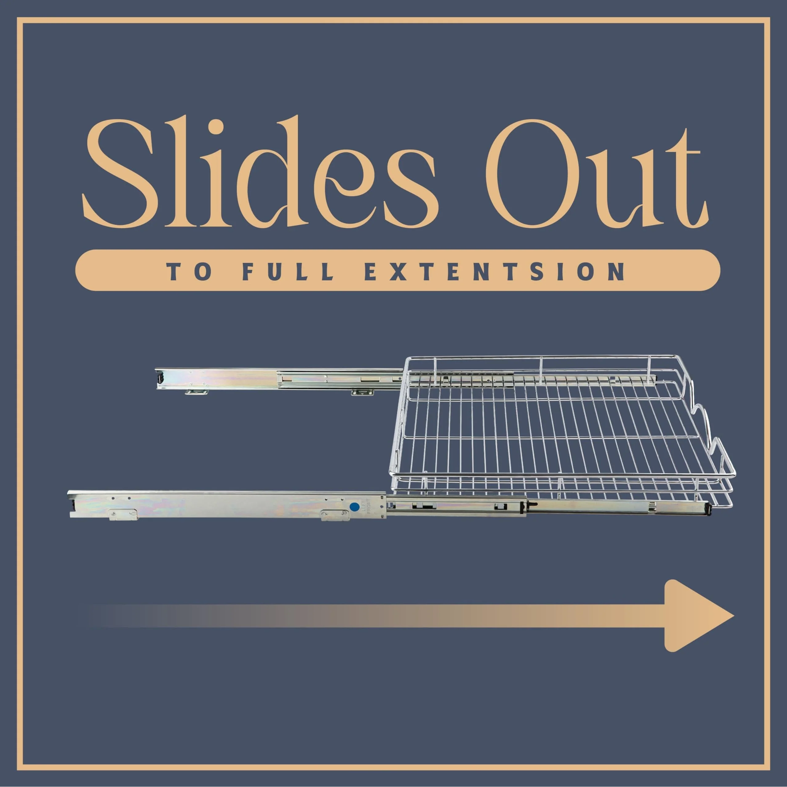 Pull Out Cabinet Drawer Organizer, Heavy Duty- Steel Metal- Chrome Finish