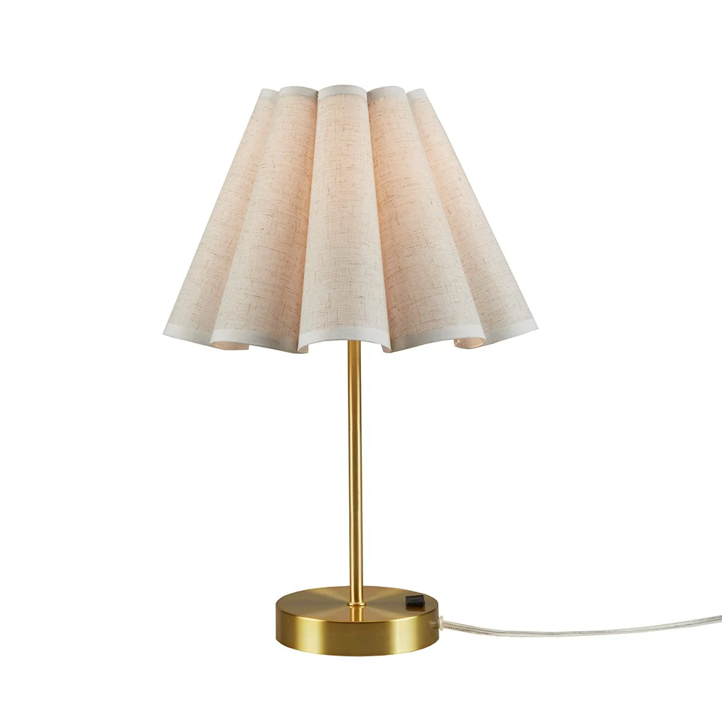 Table Lamp with Pleated Design and Metal Base