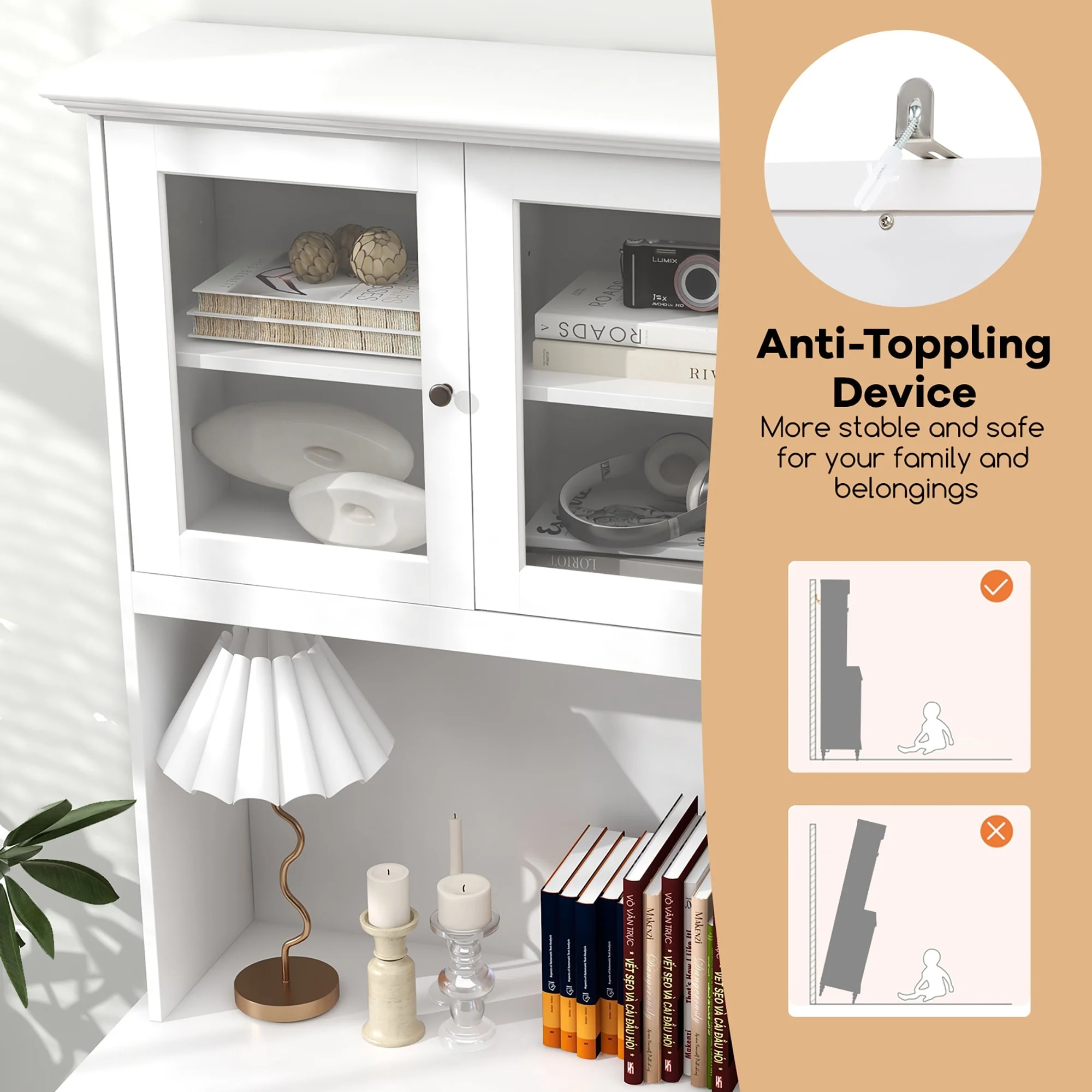 Gymax 77'' Tall Kitchen Pantry Storage Cabinet with LED Lights and