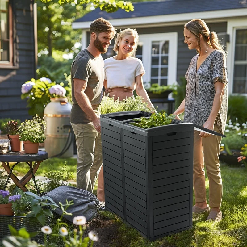 Resin Step On Curbside Trash Can & Recycling Bin