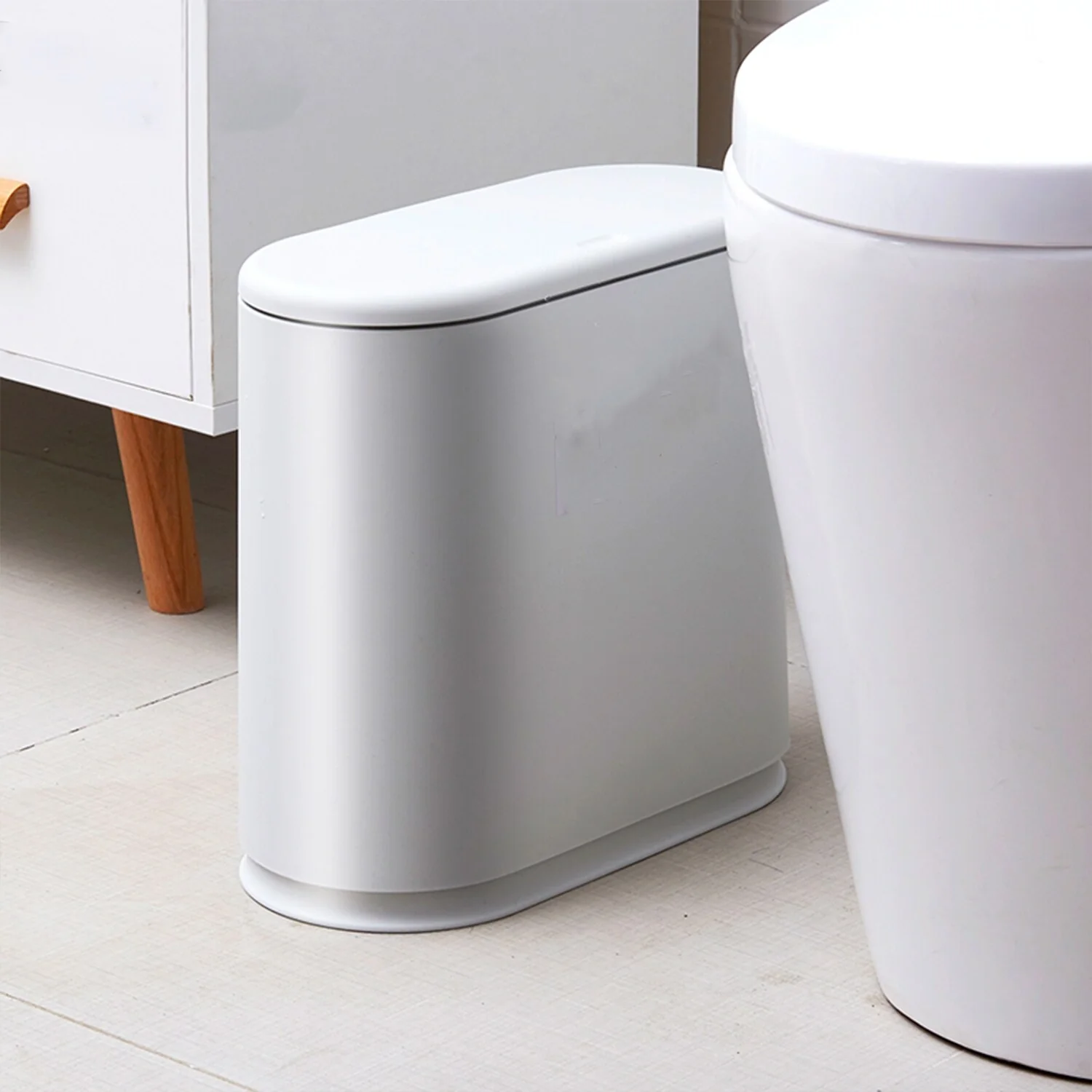 HANAMYA 2.4 Gallon Slim Trash Can with Press Top Lid