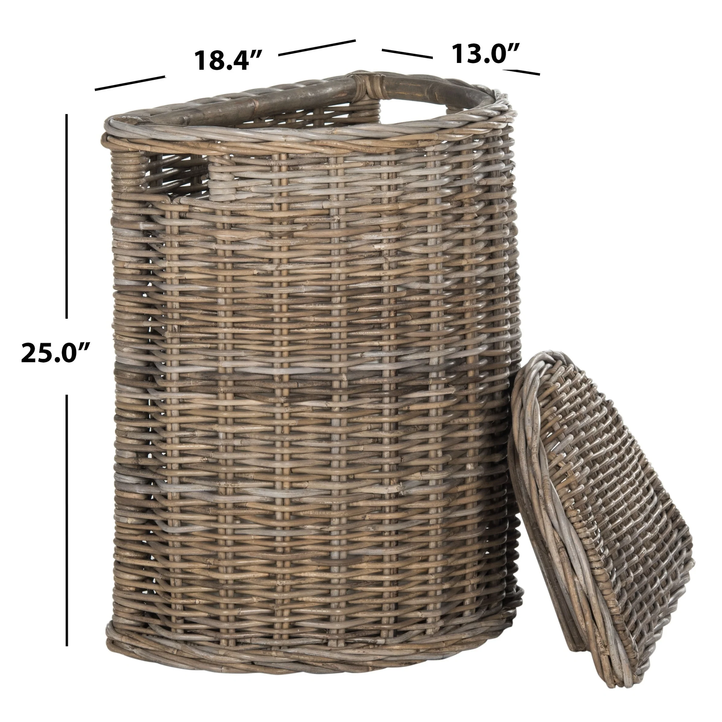 SAFAVIEH Hedije Natural Rattan Grey Storage Hamper with Liners - 18.4