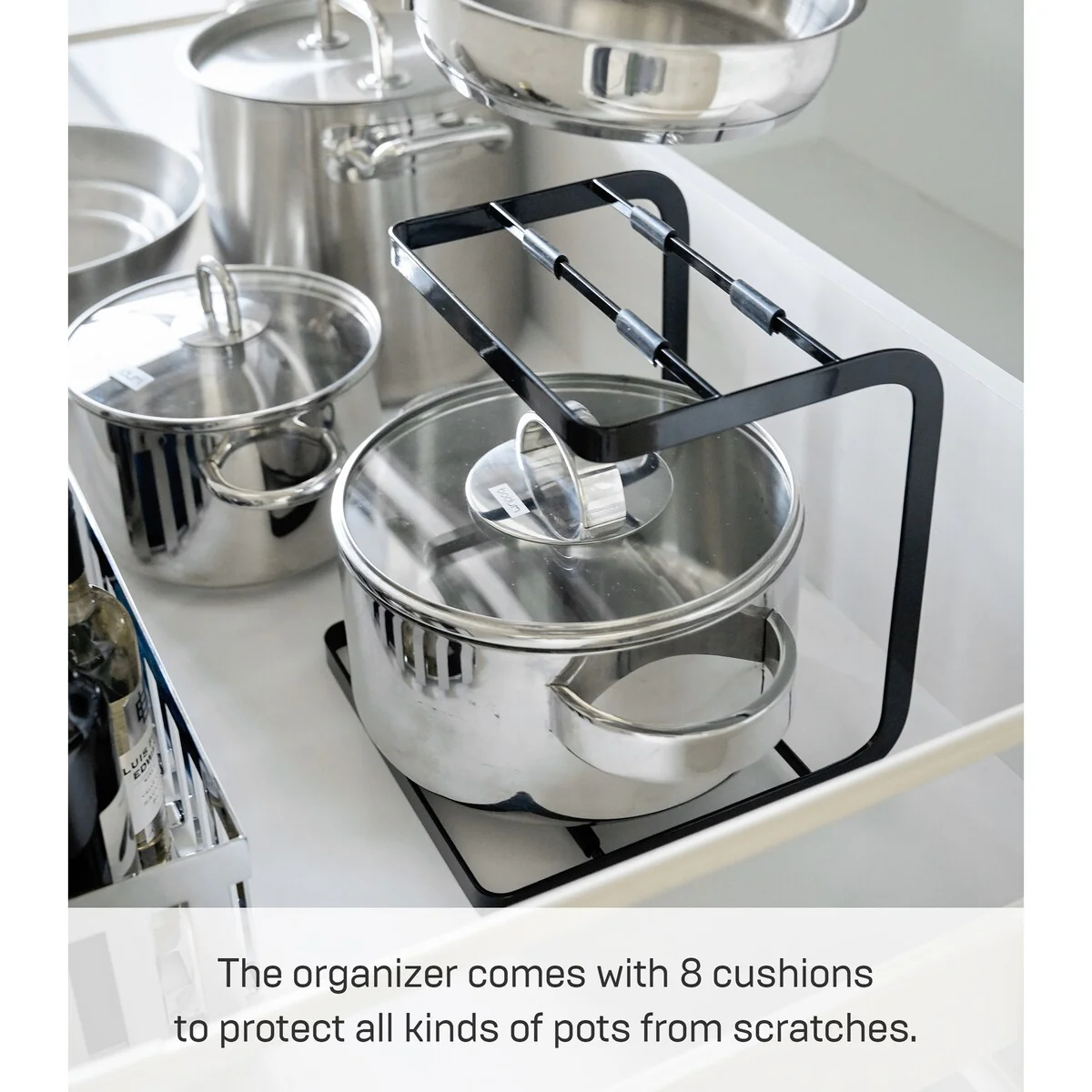 Yamazaki Home Two-Tier Pot Rack, Steel - L 8.27 x W 8.07 x H 8.86 inches
