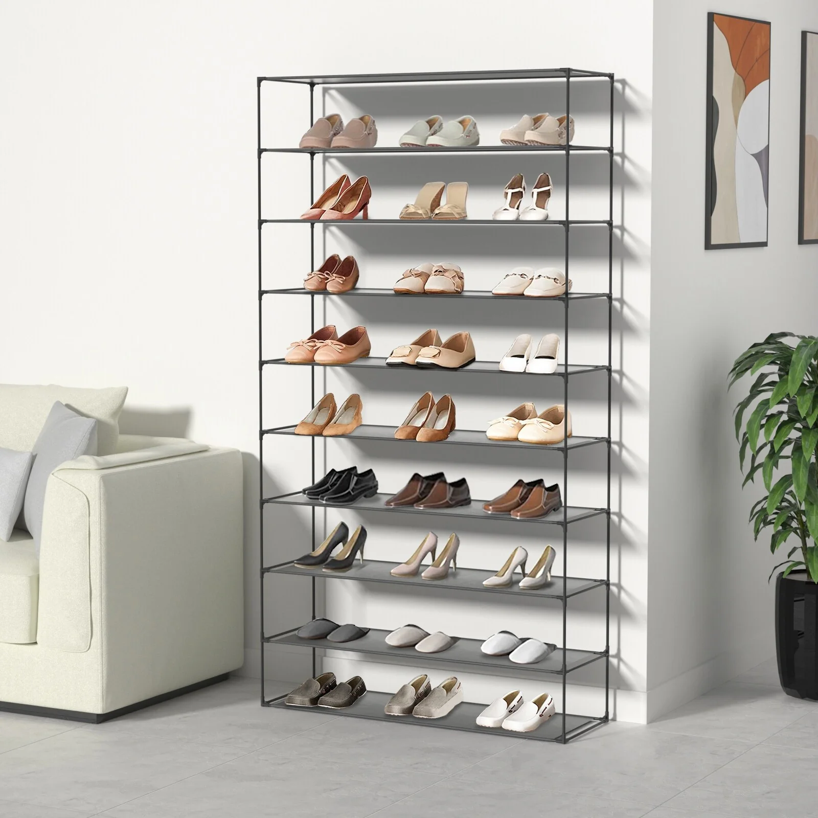 Modern Waterproof Shoe Rack Organizer Tower for Small Spaces Black