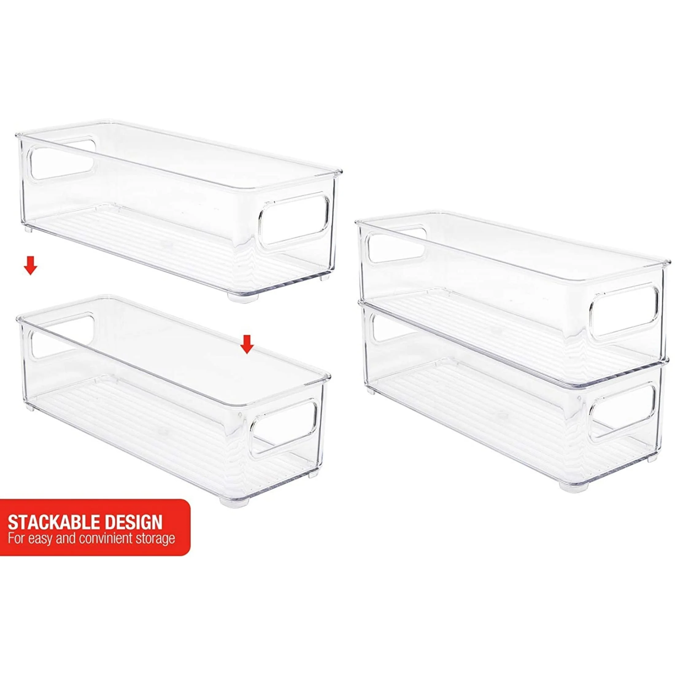 Plastic Storage Bins Stackable Clear Pantry Organizer Box Containers
