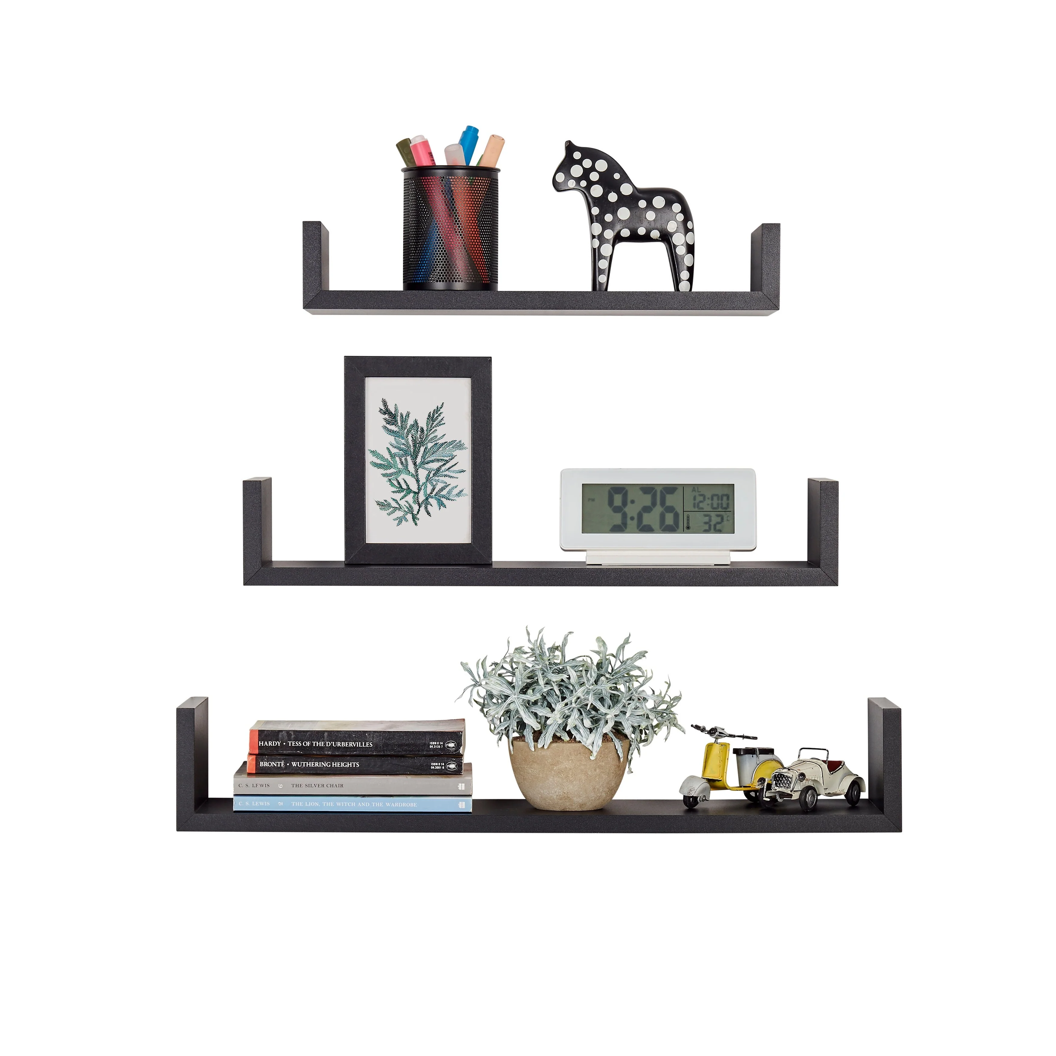 Danya B. Aalto U-Shaped Floating Wall Shelves - Set of 3
